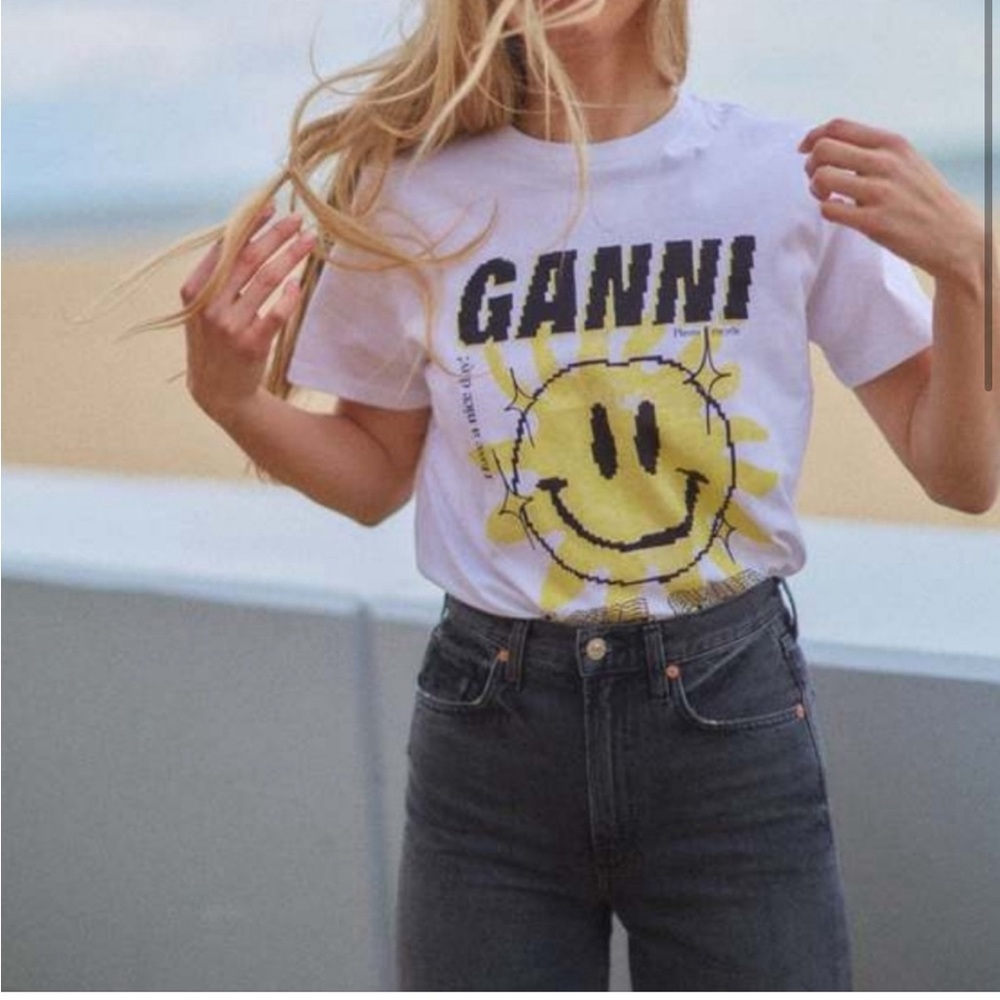 Ganni smiley face t shirt